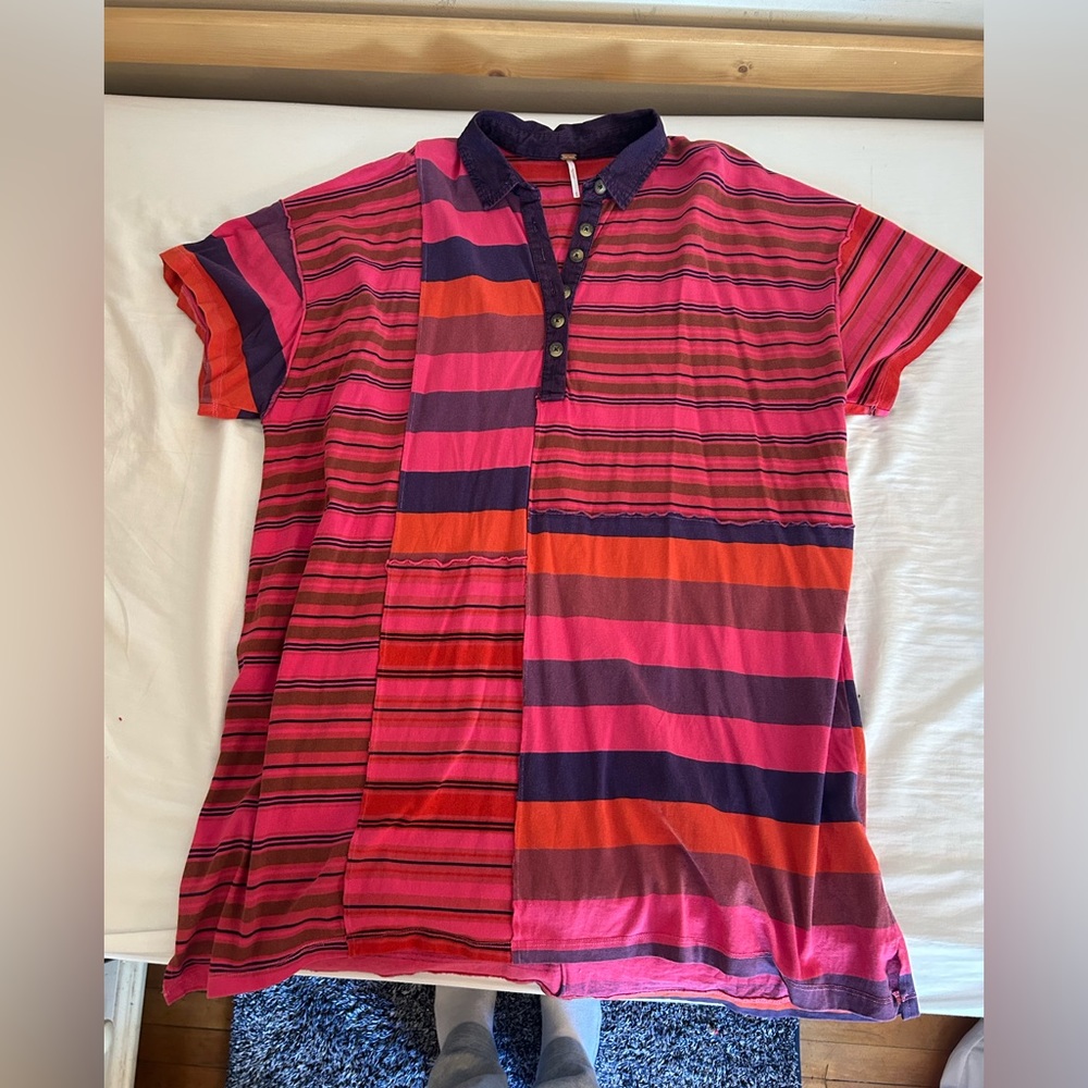 free people hot pink charlie tee dress